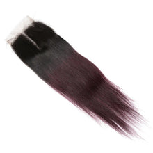 Burgundy straight ombre 3 bundles + closure