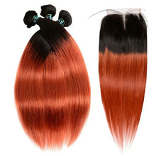 Copper blonde straight bundles (3 bundles + closure)