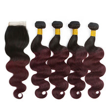 Burgundy body wave (4 bundles + closure)