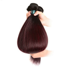 Burgundy straight ombre 3 bundles + closure
