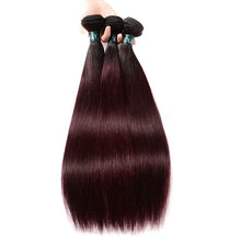 Burgundy straight ombre 3 bundles + closure