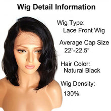 Natural wave lace front bob wig