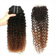 Ombre Brazilian kinky curly bundles (3 bundles + closure)